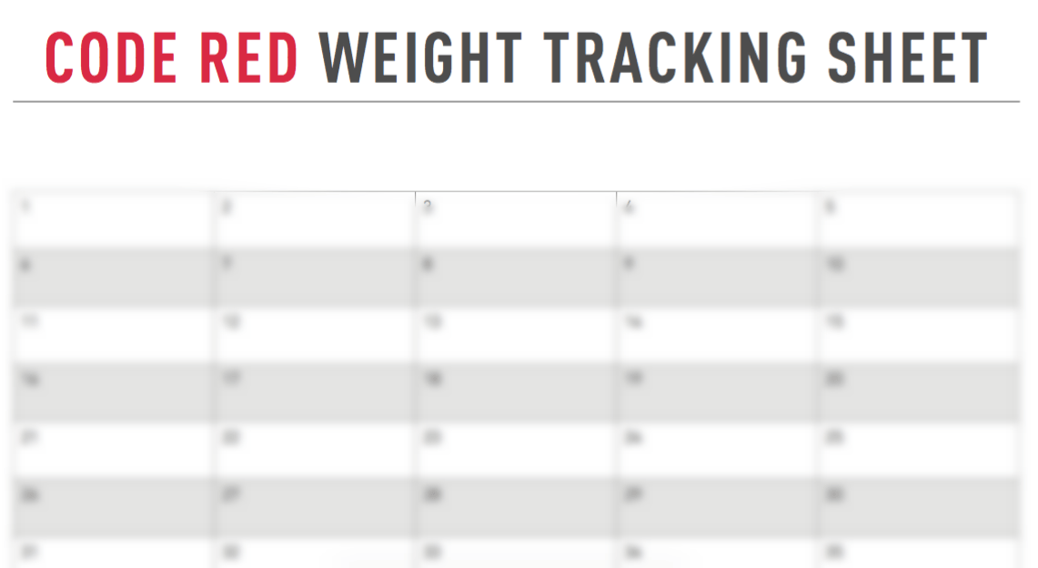 code red 10 pound takedown weight tracking sheet